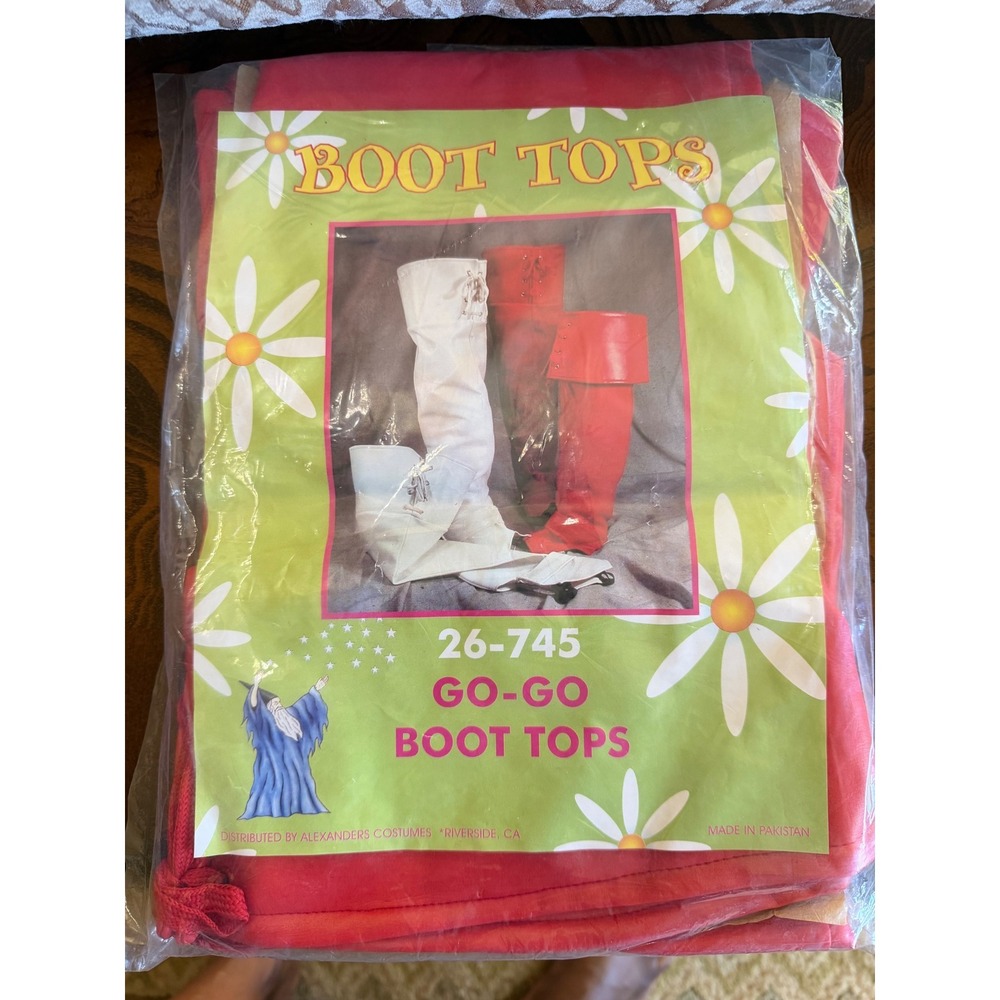 Vintage Alexanders Red Go-Go Boot Tops 1960s Style Faux Leather Costume NEW